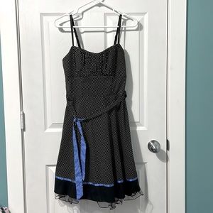 Black and White Polka Dot spaghetti strap Homecoming Dress